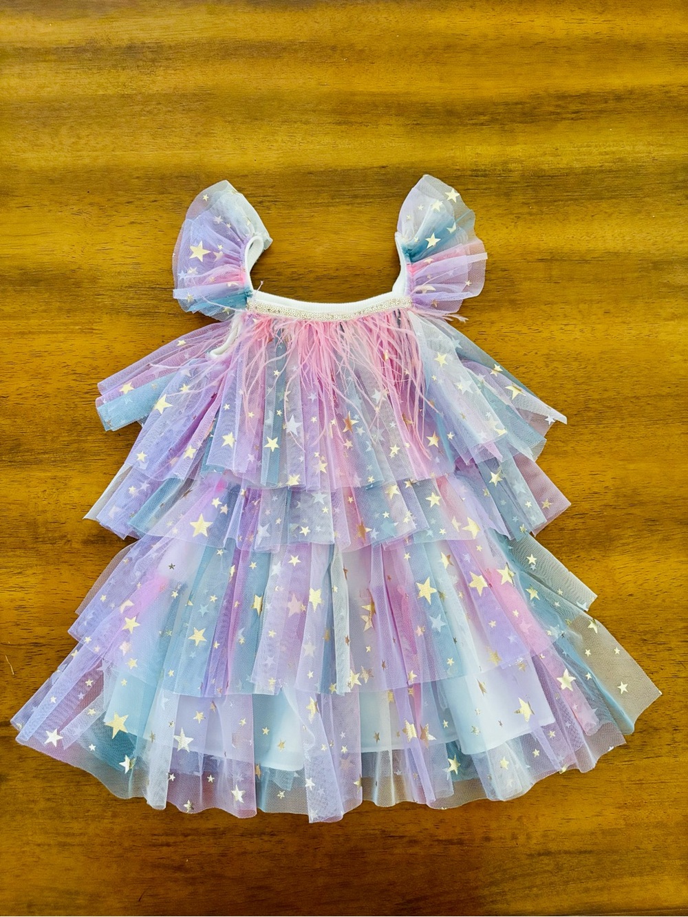 Petite Hailey tiered tulle dress with stars party toddler girls 4 yrs old